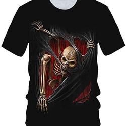 Hisayhe Skull Shirts for Men Halloween Scary Novelty 3D Graphic Short Sleeve T-Shirt Meaningful Gift For Family Gift For Boyfriend Valentine Gift