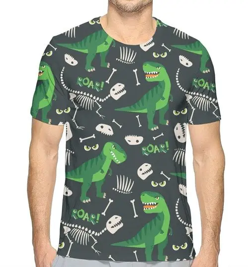Boys Rex and Dino Bones Roar Basic 3D Creative Print T-Shirt Short Sleeve Tees Meaningful Gift For Family Gift For Boyfriend Valentine Gift
