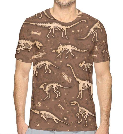 Boys Dino Skeletons Casual 3D Creative Print T-Shirt Short Sleeve Tees Meaningful Gift For Family Gift For Boyfriend Valentine Gift
