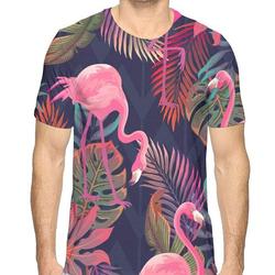 Boys Pink Flamingo Basic 3D Creative Print T-Shirt Short Sleeve Tees Meaningful Gift For Family Gift For Boyfriend Valentine Gift