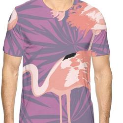 Men Pink Flamingos Novelty 3D Creative Print T-Shirt Short Sleeve Tees Meaningful Gift For Family Gift For Boyfriend Valentine Gift