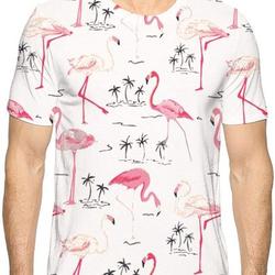 Men's Grass On The Flamingo Novelty 3D Creative Print T-Shirt Short Sleeve Tees Meaningful Gift For Family Gift For Boyfriend Valentine Gift