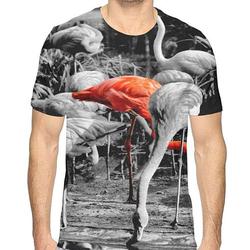 Boys Flamingo Drinking Water Popular 3D Creative Print T-Shirt Short Sleeve Tees Meaningful Gift For Family Gift For Boyfriend Valentine Gift