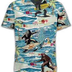 Summer Beach Tropical Bigfoot Surfing Hawaiian Shirt Gift For Your Girlfriend Boyfriend Gift For Love Gift For Friend Best Valentine Present Holiday Gift