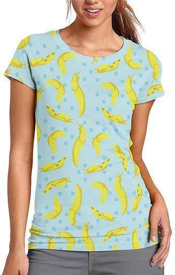 Women Banana Slug Funny 3D Creative Print T-Shirt Short Sleeve Tees Meaningful Gift For Family Gift For Boyfriend Valentine Gift