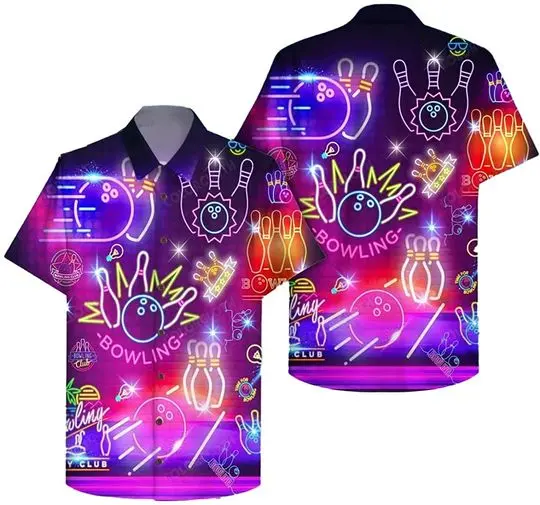 Neon Bowling Clubpurple Hawaiian Shirt Gift For Your Girlfriend Boyfriend Gift For Love Gift For Friend Best Valentine Present Holiday Gift