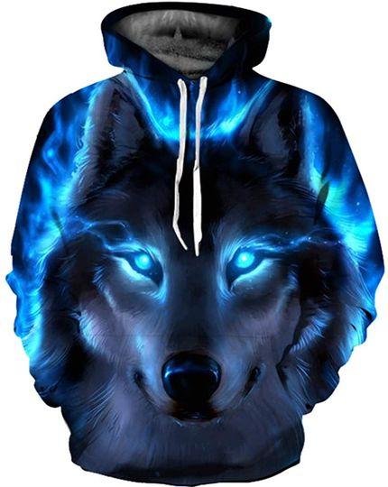 BarbedRose Men's 3D Realistic Digital Print Pullover Hoodie Hooded Sweatshirt