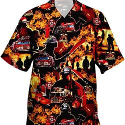 Firefighter Pattern Red Hawaiian Shirt Gift For Your Girlfriend Boyfriend Gift For Love Gift For Friend Best Valentine Present Holiday Gift