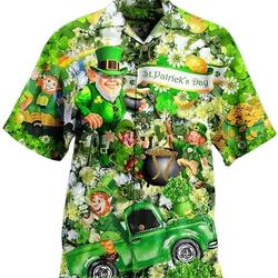 Leprechaun with Floral St Patricks Day Hawaiian Shirt Gift For Your Girlfriend Boyfriend Gift For Love Gift For Friend Best Valentine Present Holiday Gift