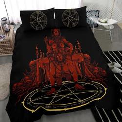 Skull Satanic Pentagram Demon Chained Hot And Ready Bedding Set Gift For Your Girlfriend Boyfriend Gift For Love Gift For Friend Best Valentine Present Holiday Gift