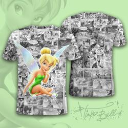 Tinker Bell Comic Pattern Disney Cartoon Outfits Unisex Casual T-shirts Meaningful Gift For Family Gift For Boyfriend Valentine Gift