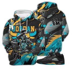 Got Em Bull Jordan Unisex Sneaker Shirt Match 2023 Retro Aqua 5s Hoodie