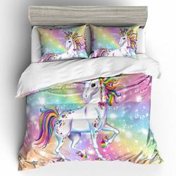 Unicorn Duvet Covers Set, Rainbow Quilt Cover, Cartoon Bedding Set Gift For Your Girlfriend Boyfriend Gift For Love Gift For Friend Best Valentine Present Holiday Gift