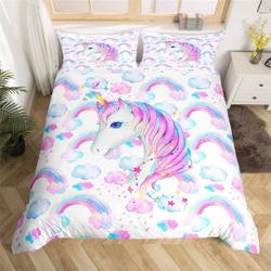 Unicorn Duvet Cover, Cute Cartoon Animal Bedding Set for Kids GirlsGift For Your Girlfriend Boyfriend Gift For Love Gift For Friend Best Valentine Present Holiday Gift