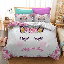 Unicorn Duvet Covers Set, Cartoon Quilt Cover,  Pink Bedding Set Gift For Your Girlfriend Boyfriend Gift For Love Gift For Friend Best Valentine Present Holiday Gift