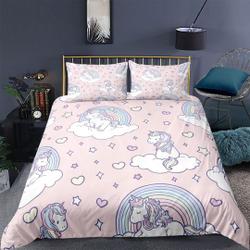 Unicorn Bedding Duvet Cover, Cute Printed Quilt Cover Girls Bed Set CartoonGift For Your Girlfriend Boyfriend Gift For Love Gift For Friend Best Valentine Present Holiday Gift