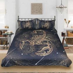 Scorpion Duvet Cover 3D Bohemian Scorpion Quilt Cover Bedding Set Gold BlackGift For Your Girlfriend Boyfriend Gift For Love Gift For Friend Best Valentine Present Holiday Gift