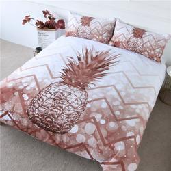 Sparkling Cooper Color Pineapple Duvet Cover Bedding Set Gift For Your Girlfriend Boyfriend Gift For Love Gift For Friend Best Valentine Present Holiday Gift