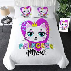Cat Quilt Cover Kitten PRINCESS MEOW Cat Duvet Cover Bedding Set Gift For Your Girlfriend Boyfriend Gift For Love Gift For Friend Best Valentine Present Holiday Gift