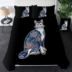 Cat Quilt Cover Kitten Flower Pattern Cat Duvet Cover Bedding Set Gift For Your Girlfriend Boyfriend Gift For Love Gift For Friend Best Valentine Present Holiday Gift