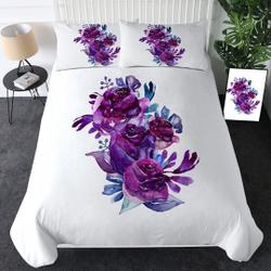 Purple Lilac FLOWER Duvet Cover Purple Watercolor Roses Floral Flower Quilt Cover Bed Set Gift For Your Girlfriend Boyfriend Gift For Love Gift For Friend Best Valentine Present Holiday Gift