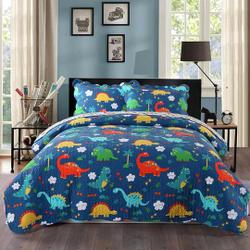 Kids Dinosaur Reversible Quilt Set Craft Coverlet Set Gift For Your Girlfriend Boyfriend Gift For Love Gift For Friend Best Valentine Present Holiday Gift