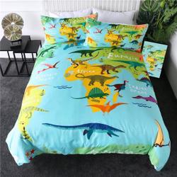 Dinosaur World Map Kids Duvet Cover Dino Jurassic Bedding Set Gift For Your Girlfriend Boyfriend Gift For Love Gift For Friend Best Valentine Present Holiday Gift