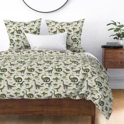Olive Green Dinos Duvet Cover - Dinosaurs Bedding Set Gift For Your Girlfriend Boyfriend Gift For Love Gift For Friend Best Valentine Present Holiday Gift