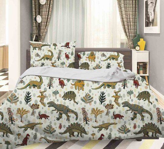 Dinosaur Duvet Covers Set, Leaves Quilt Cover, Animal Bedding Set Gift For Your Girlfriend Boyfriend Gift For Love Gift For Friend Best Valentine Present Holiday Gift