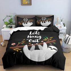 Sloth Bedding Set, Cute Sloth Duvet Cover for Teen Girls BoysGift For Your Girlfriend Boyfriend Gift For Love Gift For Friend Best Valentine Present Holiday Gift