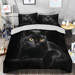 Black Cat Bedding Set, Cat Bedding, Black Cat Duvet Cover, Funny Cat BeddingGift For Your Girlfriend Boyfriend Gift For Love Gift For Friend Best Valentine Present Holiday Gift