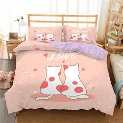 Cat Comforter Cover Set Cat Lover Gifts Bedding for Women Cute Kitten PatternGift For Your Girlfriend Boyfriend Gift For Love Gift For Friend Best Valentine Present Holiday Gift