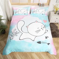 Lovely Cat Duvet Cover, Cartoon Cute Animal Family Pet Bedding Set Gift For Your Girlfriend Boyfriend Gift For Love Gift For Friend Best Valentine Present Holiday Gift