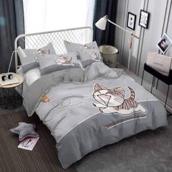 Playful and Happy Cat Bedding Grey, Toddler Bedding, Kids Duvet Cover Set Gift For Your Girlfriend Boyfriend Gift For Love Gift For Friend Best Valentine Present Holiday Gift