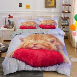 Cat Duvet Cover Set for Teens Adults, 3D Printed Cute Sleeping Bedding Set Gift For Your Girlfriend Boyfriend Gift For Love Gift For Friend Best Valentine Present Holiday Gift