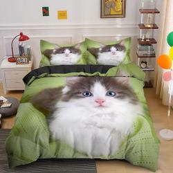 Cat Duvet Cover Set for Teens Adults,3D Printed Grey and White Cute Cats Bedding Set Gift For Your Girlfriend Boyfriend Gift For Love Gift For Friend Best Valentine Present Holiday Gift