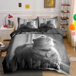 Cat Duvet Cover Set for Teens Adults,3D Printed Chubby Kitten Bedding Set Gift For Your Girlfriend Boyfriend Gift For Love Gift For Friend Best Valentine Present Holiday Gift