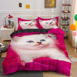 Cat Duvet Cover Set for Teens Adults,3D Printed White Kitten Bedding Set Gift For Your Girlfriend Boyfriend Gift For Love Gift For Friend Best Valentine Present Holiday Gift