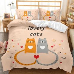 Cartoon Cat Duvet Cover, 3D Print Totoro Cats Cute Pet Animal  BeddingGift For Your Girlfriend Boyfriend Gift For Love Gift For Friend Best Valentine Present Holiday Gift