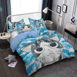 Cute Anime Cat Bedding, Toddler Bedding, Kids Duvet Cover Set Gift For Your Girlfriend Boyfriend Gift For Love Gift For Friend Best Valentine Present Holiday Gift