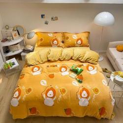 Fleece Kawaii Orange Duvet Cover Set | Twin Full Queen King Duvet Cover Set Gift For Your Girlfriend Boyfriend Gift For Love Gift For Friend Best Valentine Present Holiday Gift