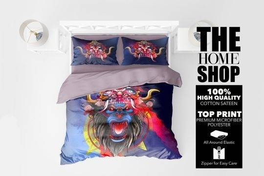 Japan Anime Duvet cover, Asian Dragon Bedding set, Tiger linen bedGift For Your Girlfriend Boyfriend Gift For Love Gift For Friend Best Valentine Present Holiday Gift