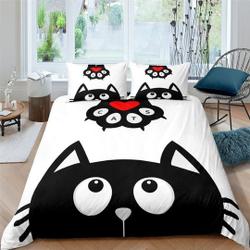 Super Cute Cat Duvet Cover Queen Soft Comfy Animal Cat Bedding Set Gift For Your Girlfriend Boyfriend Gift For Love Gift For Friend Best Valentine Present Holiday Gift