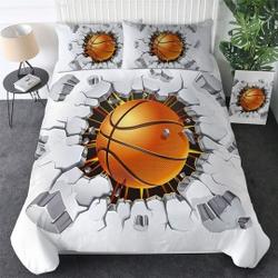 BaksetBall Quilt Cover Bedding Set 3D Basketball Duvet Cover Bedroom Decor BedGift For Your Girlfriend Boyfriend Gift For Love Gift For Friend Best Valentine Present Holiday Gift