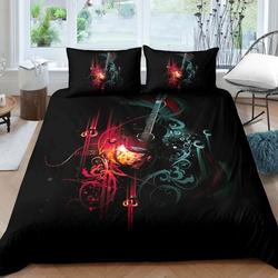 Teens Guitar Bedding Set Rock Music Themed Duvet CoverGift For Your Girlfriend Boyfriend Gift For Love Gift For Friend Best Valentine Present Holiday Gift