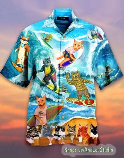 Cat Lovers Hawaiian Shirt/ 3D Hawaiian Aloha Shirt Gift For Your Girlfriend Boyfriend Gift For Love Gift For Friend Best Valentine Present Holiday Gift