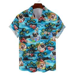 Pug Dog Hawaiian Shirts For Men Women, Dog Lover Shirt, Tropial Hawaiian, Pug Lovers Gift Shirt Gift For Your Girlfriend Boyfriend Gift For Love Gift For Friend Best Valentine Present Holiday Gift