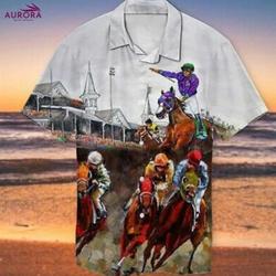 Kentucky Derby Horse Racing Hawaiian Shirt Shirt 3D HAWAIIAN Shirts Gift For Your Girlfriend Boyfriend Gift For Love Gift For Friend Best Valentine Present Holiday Gift