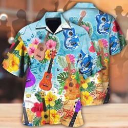 Guitar Tropical Hawaii Ukulele - Hawaiian Shirt, Aloha Tropical Hawaii Shirt Gift For Your Girlfriend Boyfriend Gift For Love Gift For Friend Best Valentine Present Holiday Gift