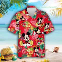 Mickey Mouse Disney Pineapple Hibiscus Red Hawaiian Shirt Gift For Your Girlfriend Boyfriend Gift For Love Gift For Friend Best Valentine Present Holiday Gift